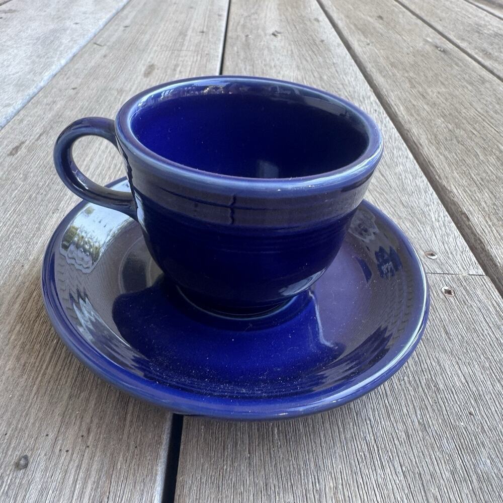 Vintage Fiestaware - COBALT BLUE - Tea Cup and Saucer Set